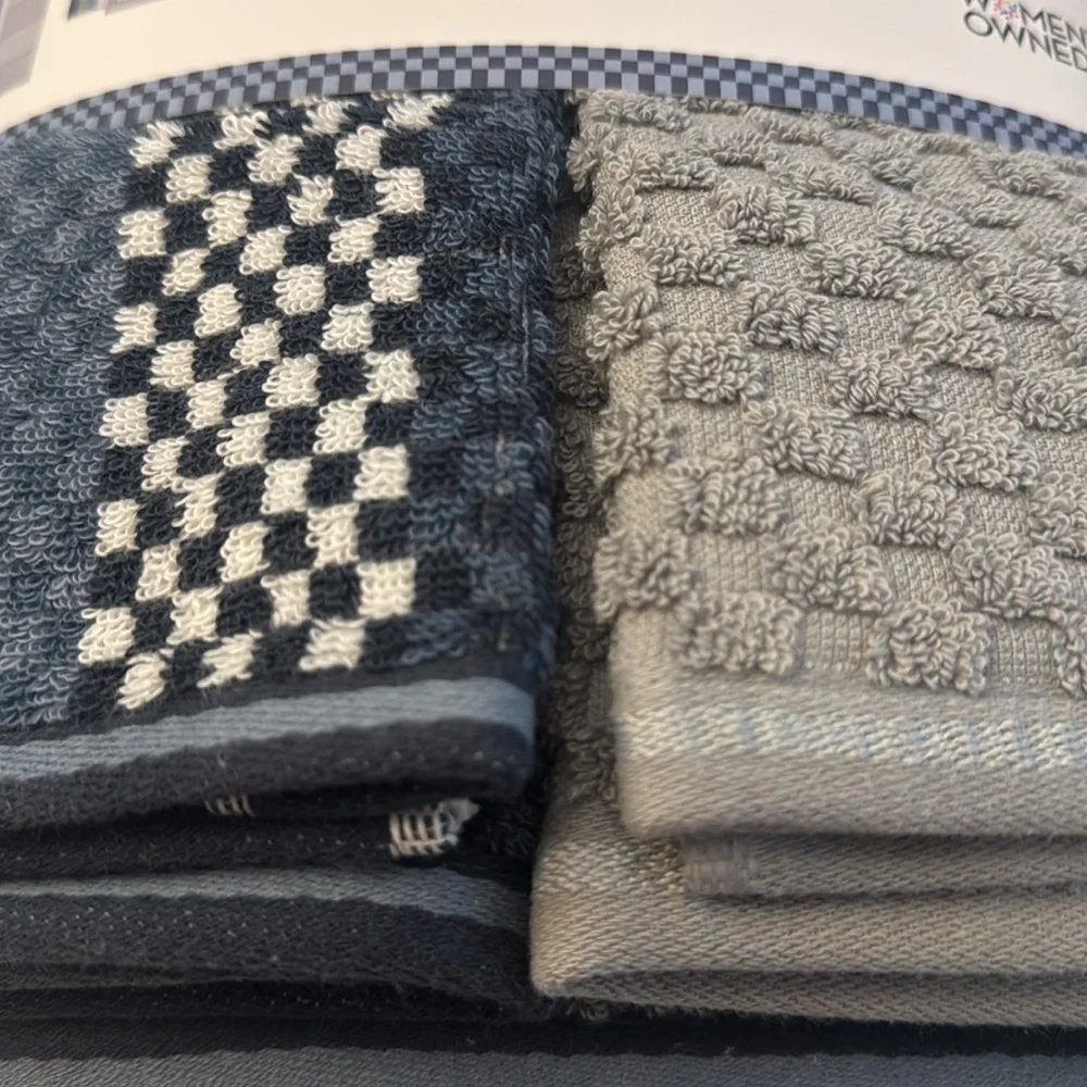 💥 6pc CARO HOME 100% Cotton Bath Towel Set - Blue/Grey